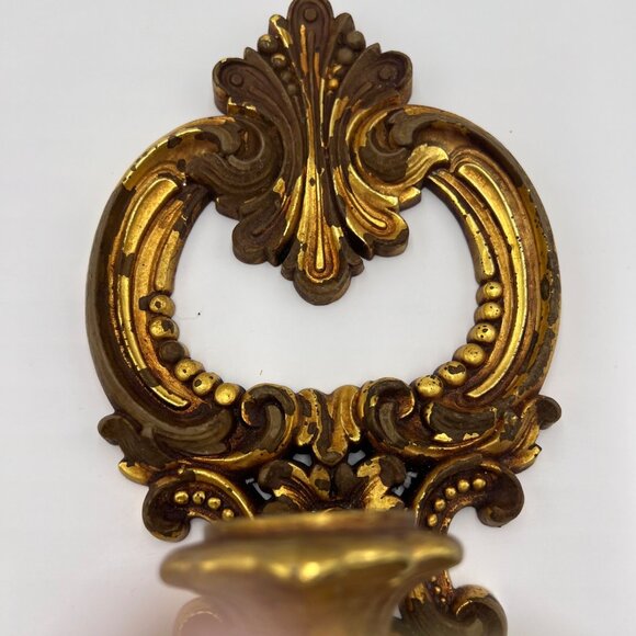 Pair Of Vintage 1970’s Dart Ind. Wall Sconce Cand Holders Gold Hollywood Regency - Picture 5 of 8